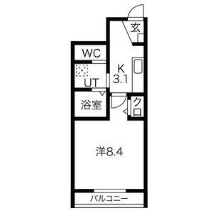 グランドゥールIII(1K/1階)の間取り写真