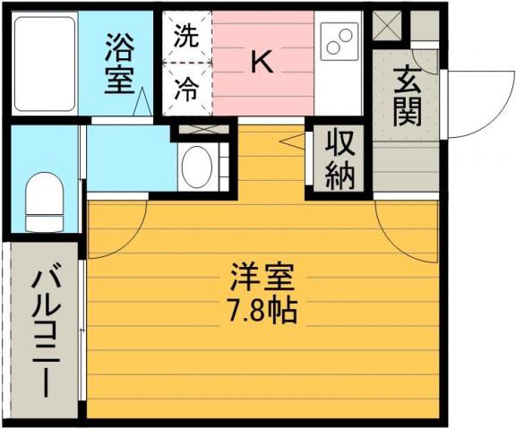 フラップアリィ上福岡(1K/2階)の間取り写真