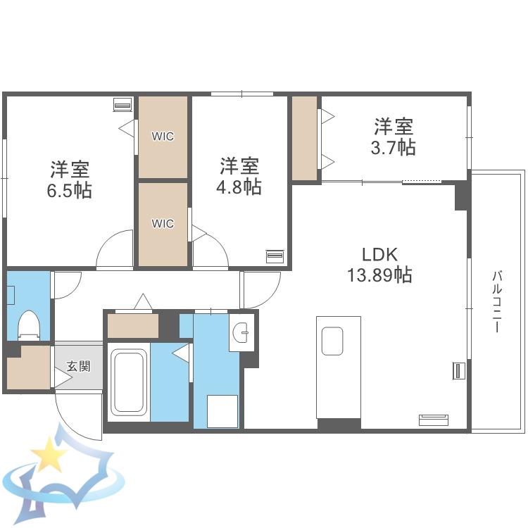SPARKLE 裏参道(3LDK/3階)の間取り写真