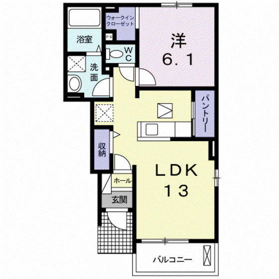 フォレスト 光 II(1LDK/1階)の間取り写真