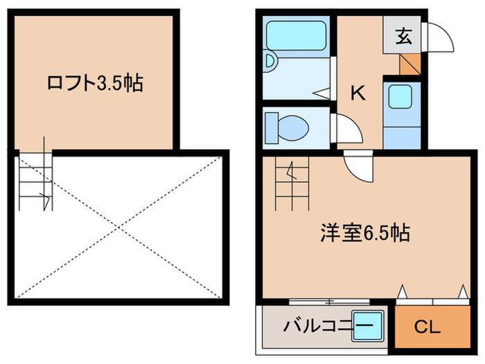 ポアリス姪浜II(1K/2階)の間取り写真