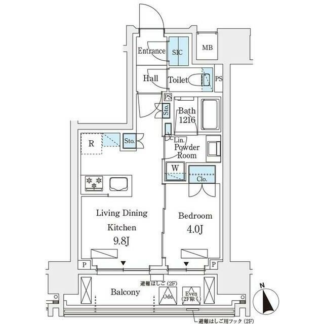 シーズンフラッツ浅草六丁目 部屋番号203(1LDK/2階)の間取り写真