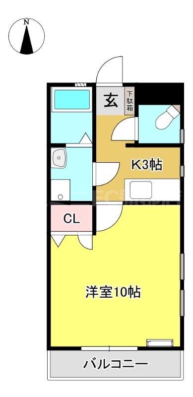 カルカーレ(1K/3階)の間取り写真