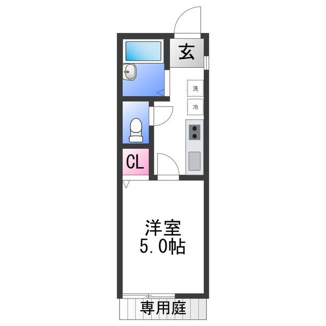 TJ杭ノ瀬II A(1K/1階)の間取り写真