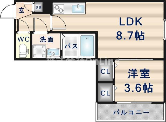 ジーメゾン角田ラシード(1LDK/1階)の間取り写真