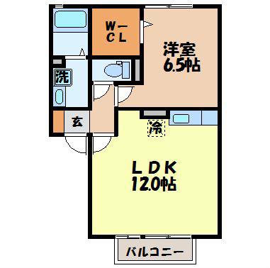 ソレーユハイムII(1LDK/1階)の間取り写真
