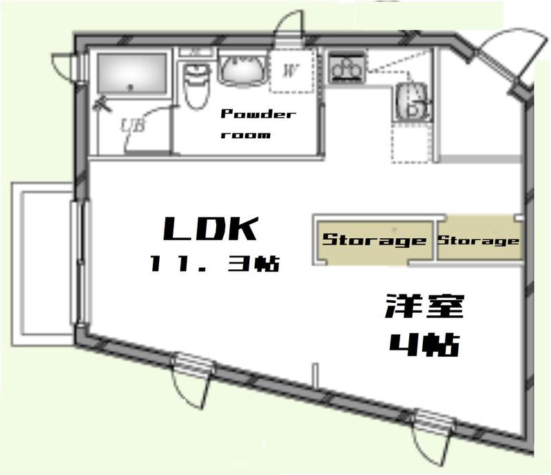材木座 QUIET VILLAGE(1LDK/1階)の間取り写真