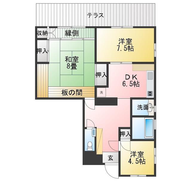 SARUI APARTMENT(3DK/1階)の間取り写真
