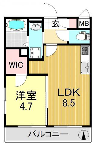 シスイル平野(1LDK/2階)の間取り写真