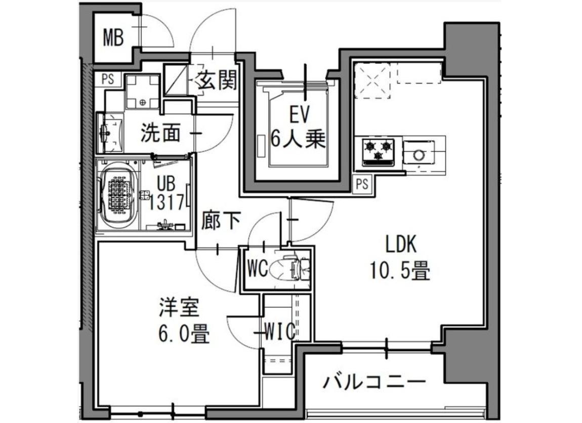 S-RESIDENCE新御徒町イースト(1LDK/5階)の間取り写真
