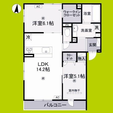KレジデンスビューII(2LDK/3階)の間取り写真