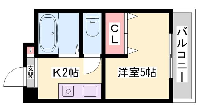 マルシェ書写(1K/2階)の間取り写真