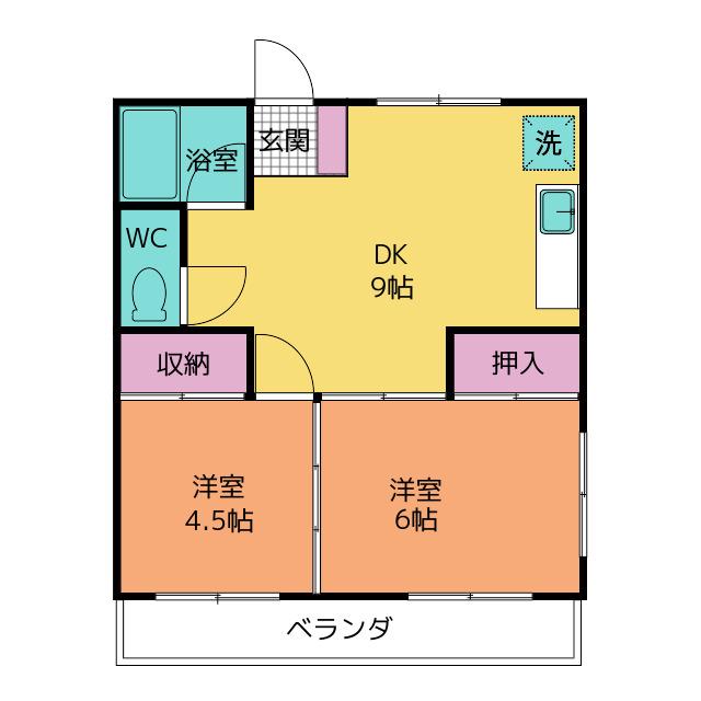 グリーンショップ(2DK/2階)の間取り写真
