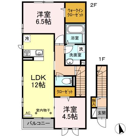 サクラ2(2LDK/2階)の間取り写真