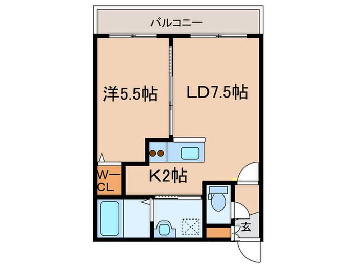 ルピヴォ(1LDK/2階)の間取り写真