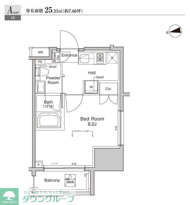 プラウドフラット浅草雷門(1K/4階)の間取り写真