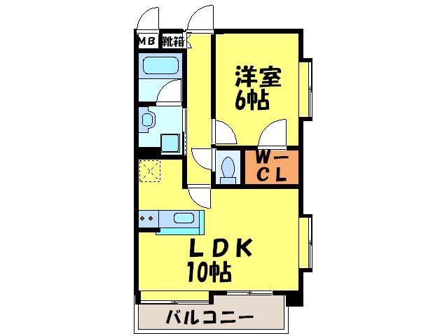クリスタル高宮(1LDK/4階)の間取り写真