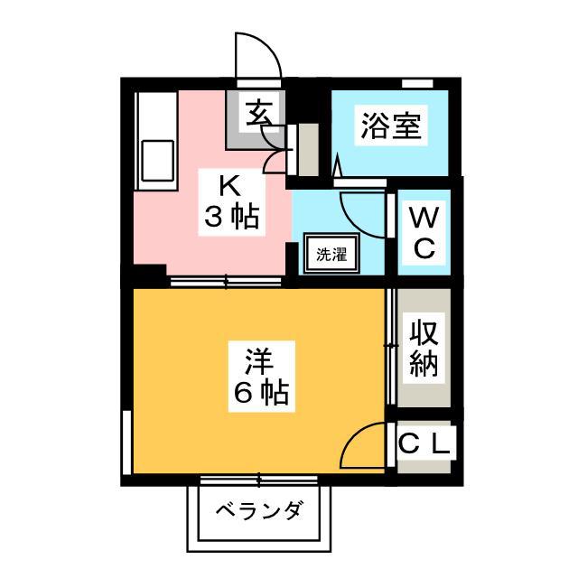 リバーサイドコートA(1K/2階)の間取り写真