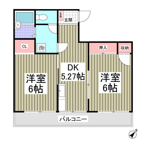 第一ピアコート(2DK/2階)の間取り写真