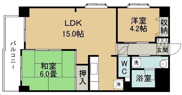 エミネンス宮城野(2LDK/4階)の間取り写真