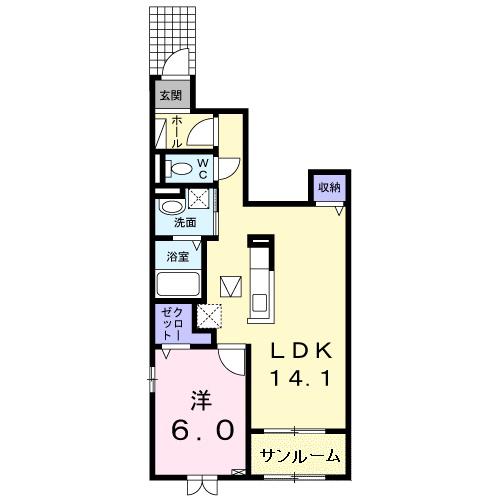 ラフレシールV(1LDK/1階)の間取り写真
