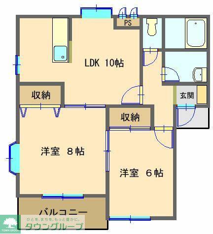 サンリヴァーハイツ(2LDK/1階)の間取り写真