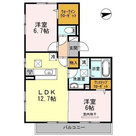 サンライズ加納(2LDK/1階)の間取り写真