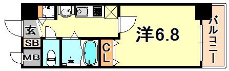 シッタビスタ神戸下山手通(1K/5階)の間取り写真