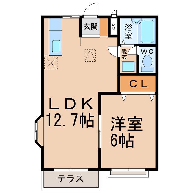シャンブル21(1LDK/1階)の間取り写真