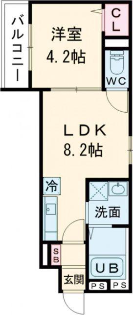 F ASECIA POLAKE(1LDK/1階)の間取り写真