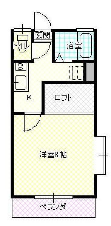 ベルガモット(1K/2階)の間取り写真