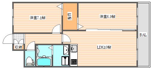 ORIENT BLD NO.93 マリナゲート(2LDK/8階)の間取り写真