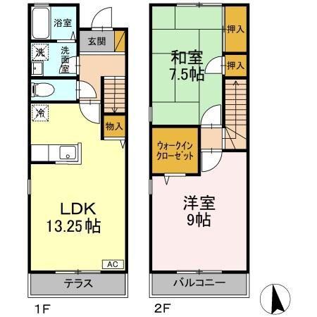 アドラブール ABC(2LDK/1階)の間取り写真