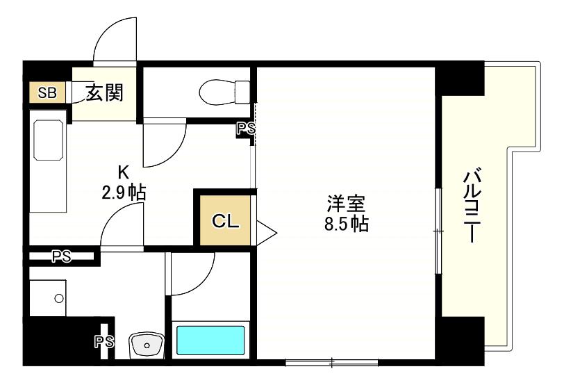 エナブル塚本II(1K/2階)の間取り写真