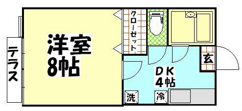 メイプルハイツ(1K/1階)の間取り写真
