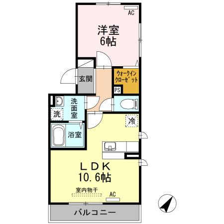 モンブラン A(1LDK/3階)の間取り写真