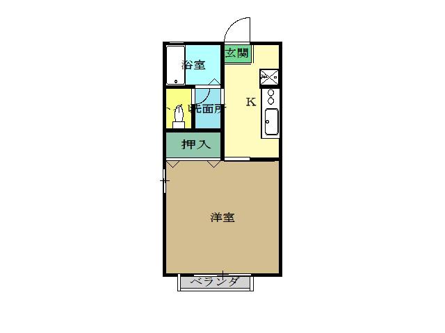 ラピュータC(1K/1階)の間取り写真