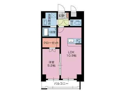 ソレイユ・ルヴァン(1LDK/6階)の間取り写真