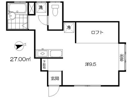 セリーヌ(ワンルーム/1階)の間取り写真