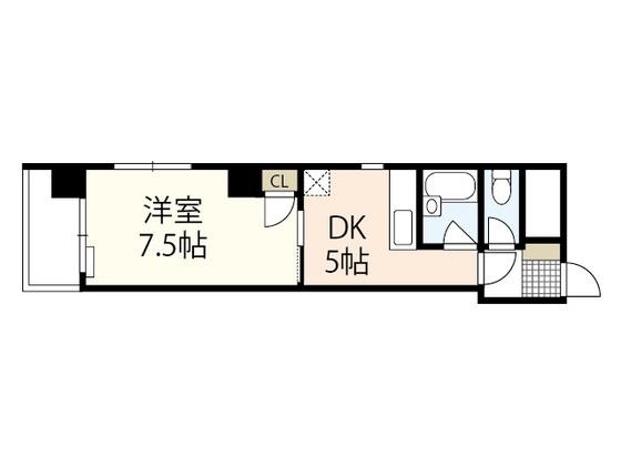 第3木本ビル(1DK/4階)の間取り写真