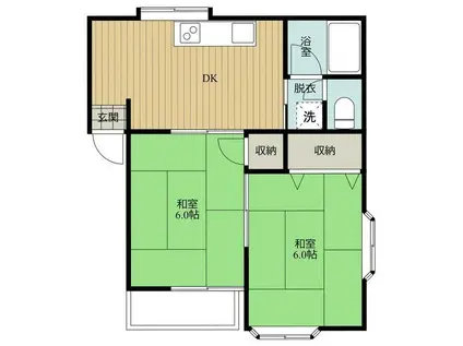 スペースシルキーナ(2DK/2階)の間取り写真