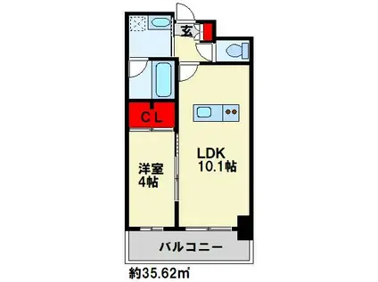 ベルコモンズ(1LDK/7階)の間取り写真