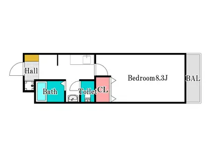 HILL COLLEGE DAIGAKUMAE(1K/4階)の間取り写真