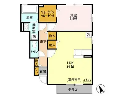 メイプルヒル G棟(1LDK/1階)の間取り写真