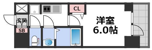 プレサンス松屋町ヴィゴラス(1K/7階)の間取り写真