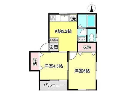富士見ハイツ(2K/2階)の間取り写真