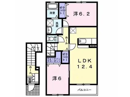 ベル・ル・ジャルダンI(2LDK/2階)の間取り写真