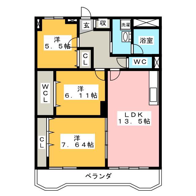 サンライフ71(3LDK/2階)の間取り写真