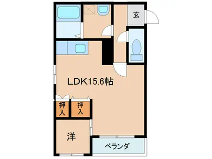 キャトルセゾンA棟(1LDK/2階)の間取り写真