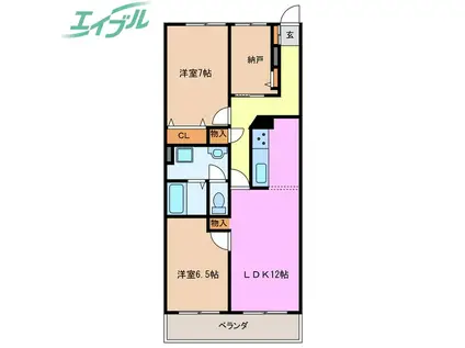 コープ野村四日市(2SLDK/9階)の間取り写真